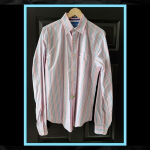Vtg. Abercrombie & Fitch Men's Muscle Fit Striped Button Down Shirt Size Large